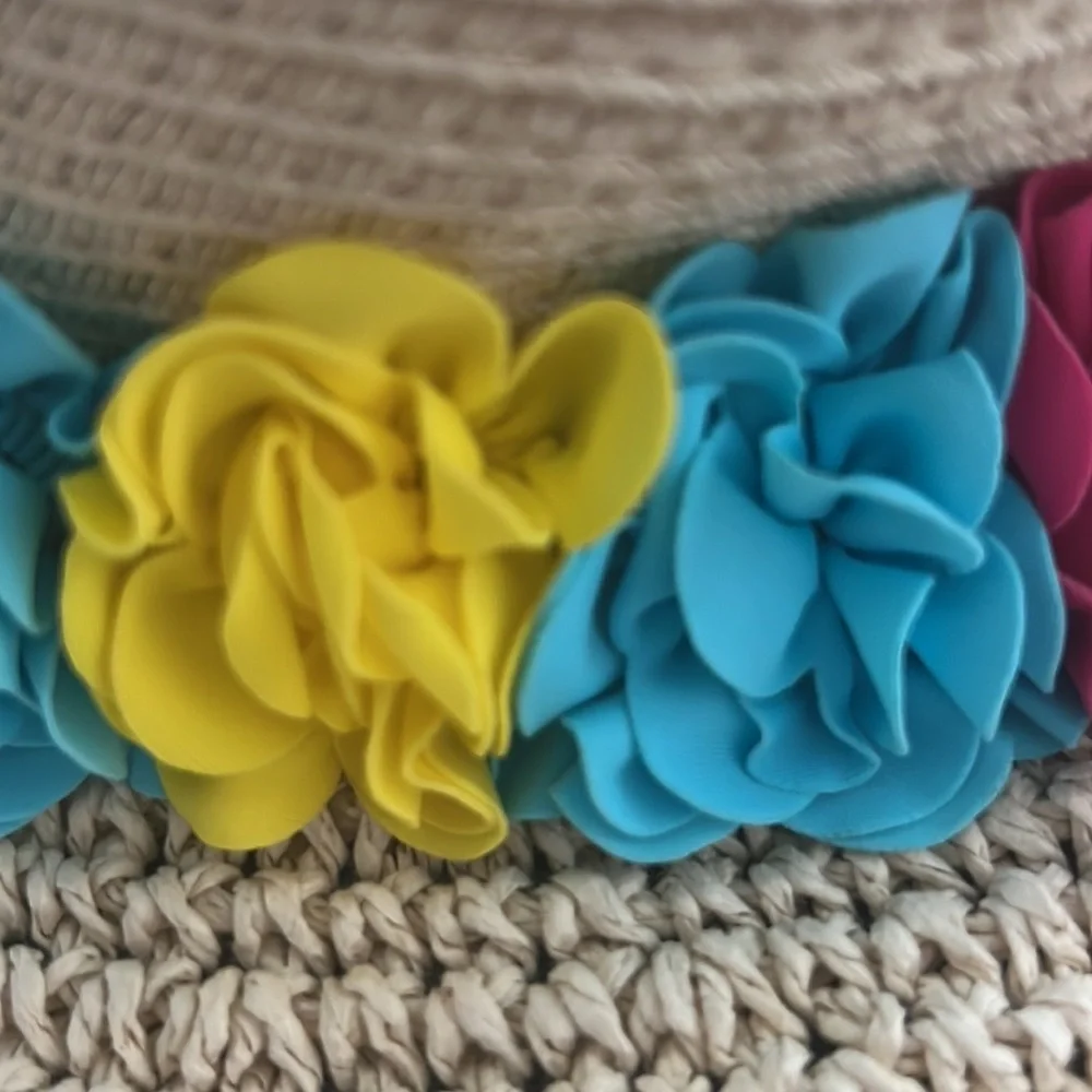 Koala kids floral floppy straw like beach hat
